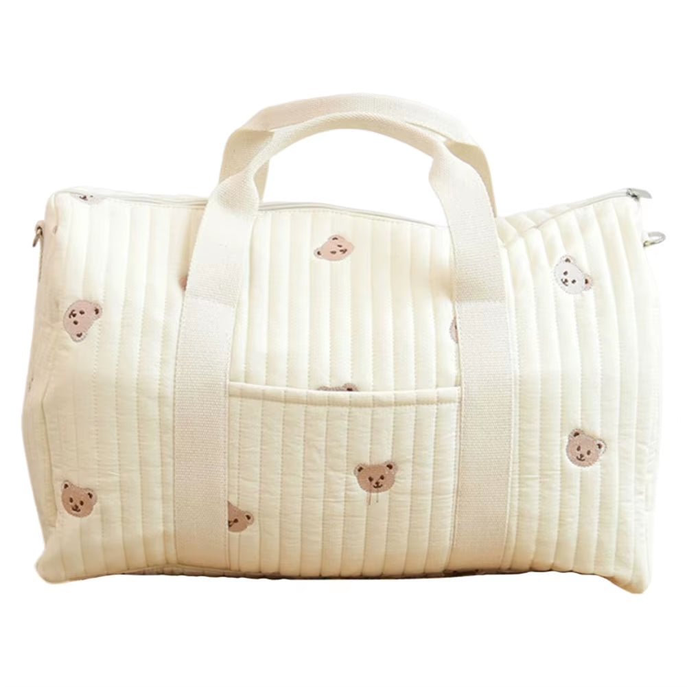 Baby Diaper Bag Embroidered Nappy Organizer Messenger Bag Cute Cartoon Shoulder Bag with Zipper Luggage Tote Bag for Travel