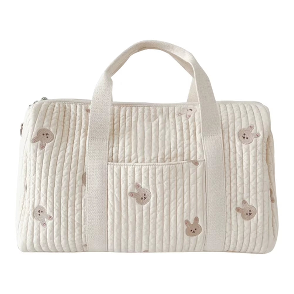 Baby Diaper Bag Embroidered Nappy Organizer Messenger Bag Cute Cartoon Shoulder Bag with Zipper Luggage Tote Bag for Travel