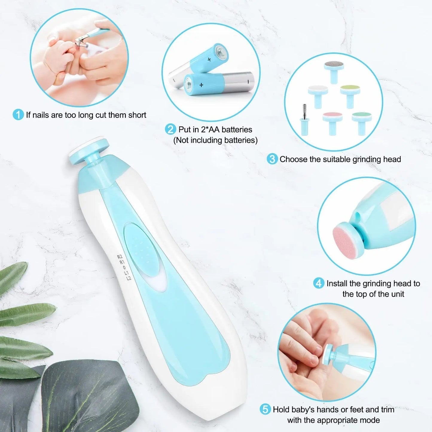 Electric Baby Nail Trimmer Infant Newborn Safe Grinder Clipper Tools Set
