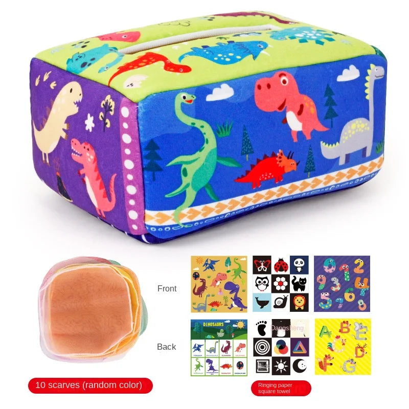 Baby Montessori Toy,Magic Tissue Box,Educational Learning Activity Sensory Toy for Kids Finger Exercising Busy Board Baby Game