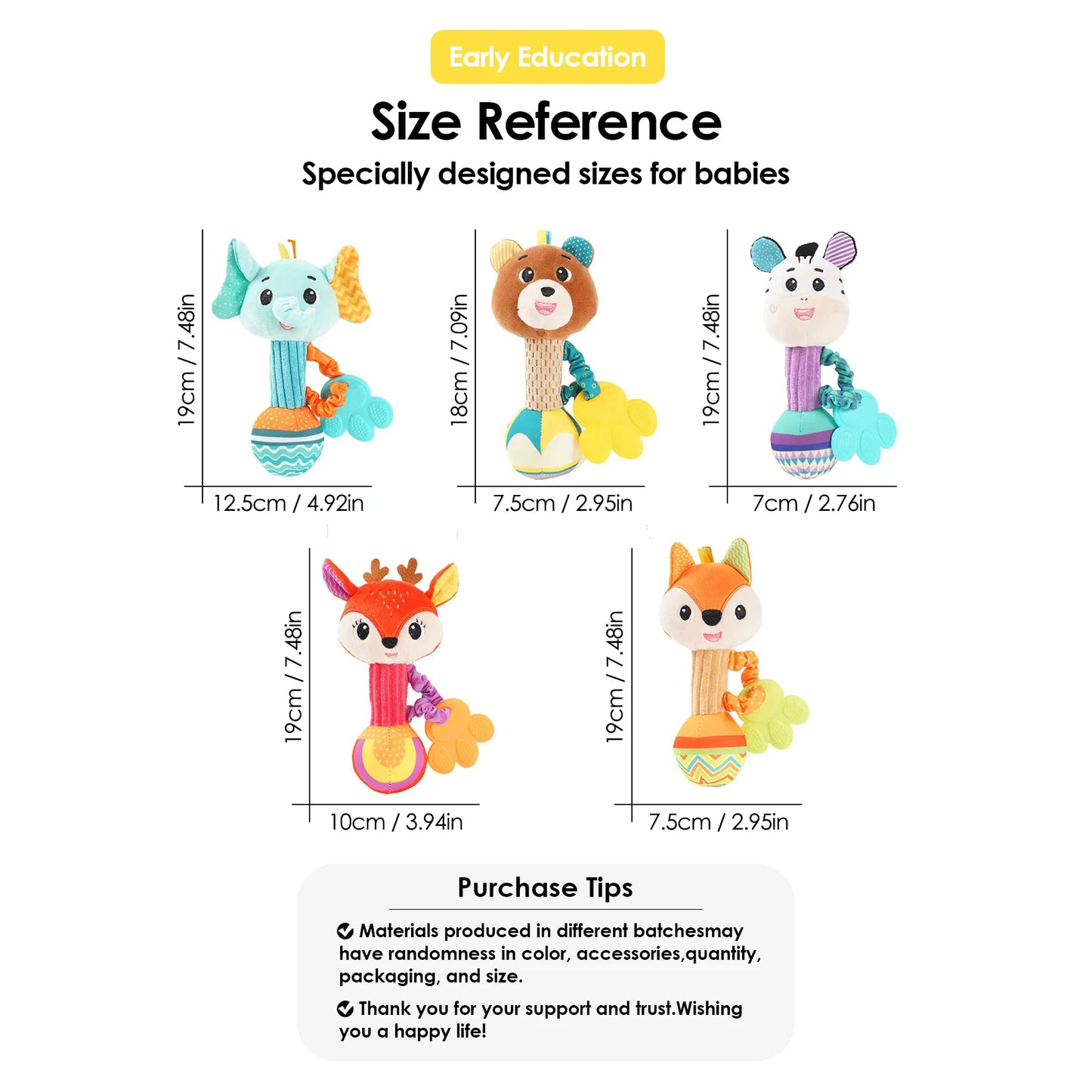 1Pcs 0-6 Months Dental Gum Hand Grip Plush Doll Can Bite Practice Grasping Parent Baby Interactive Puzzle Rattle Soothing Toy