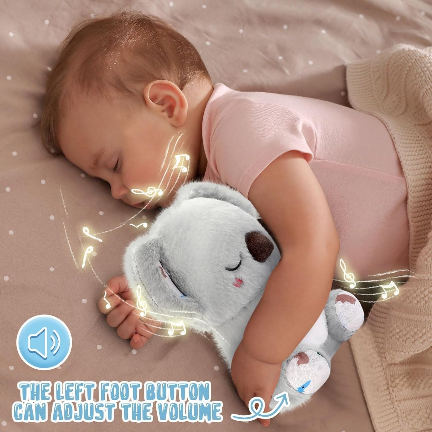 Baby Toy Soothe'N Snuggle Koala Bear Portable Plush Sound Machine with Music Lights & Breathing Motion for Newborns 0+ Months Baby Adult and Relaxation, Anxiety Relief