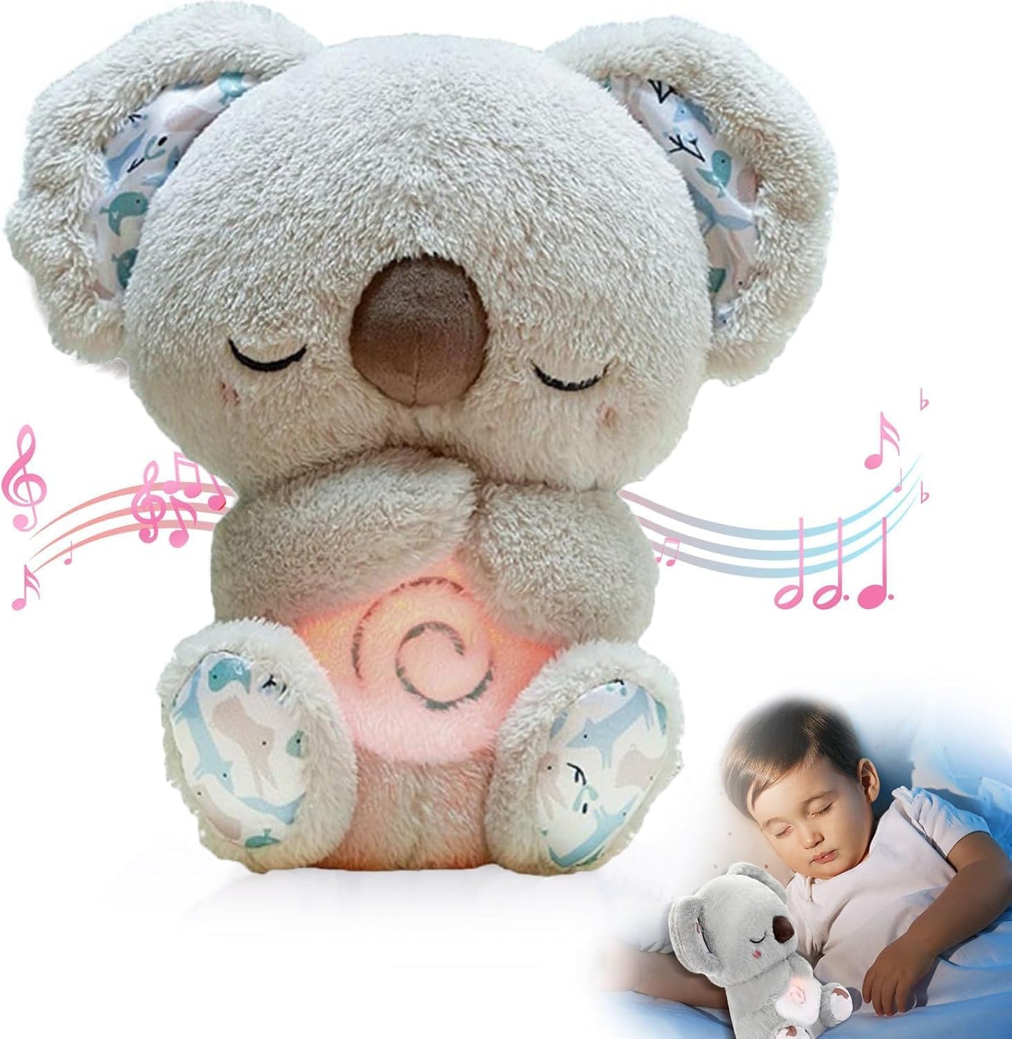 Baby Toy Soothe'N Snuggle Koala Bear Portable Plush Sound Machine with Music Lights & Breathing Motion for Newborns 0+ Months Baby Adult and Relaxation, Anxiety Relief
