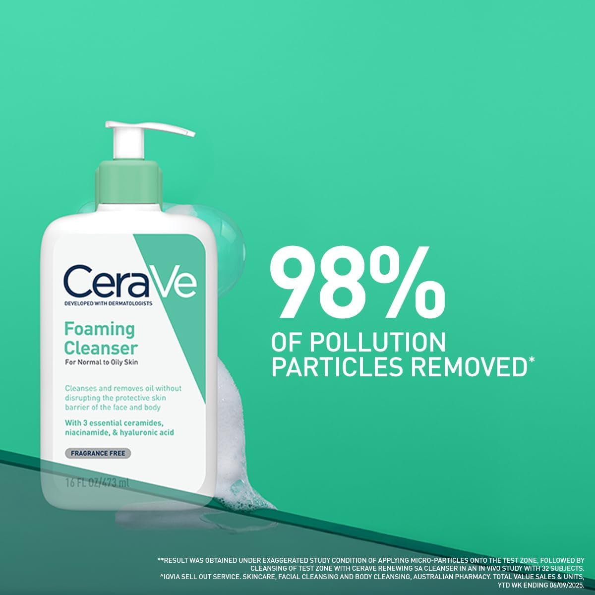 Cerave Foaming Cleanser Gel Face Wash 236Ml, Oil Control for rmal to Oily Skin, Removes Oil & Protects Skin Barrier, for Face + Body, Niacinamide + Ceramides, Fragrance Free