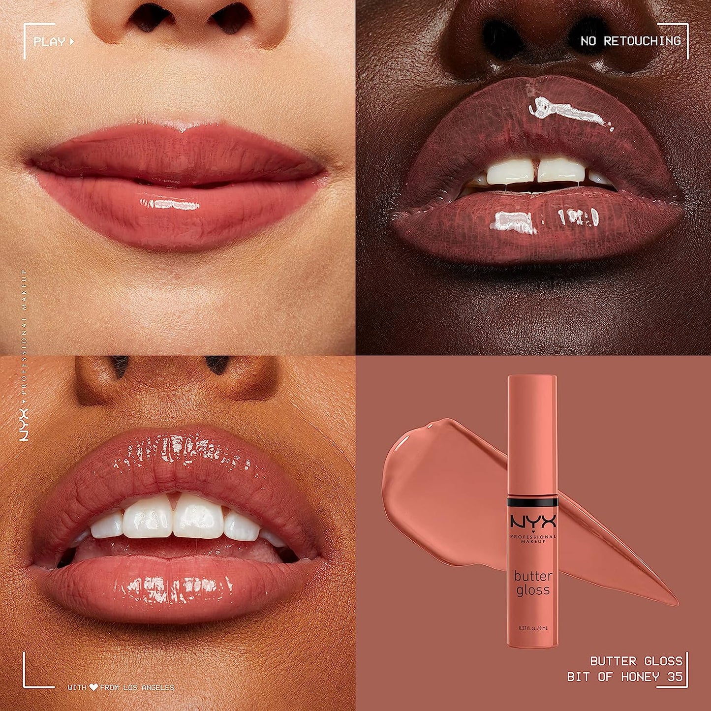 Butter Gloss, Non-Sticky Lip Gloss - Bit of Honey (Peach Nude)