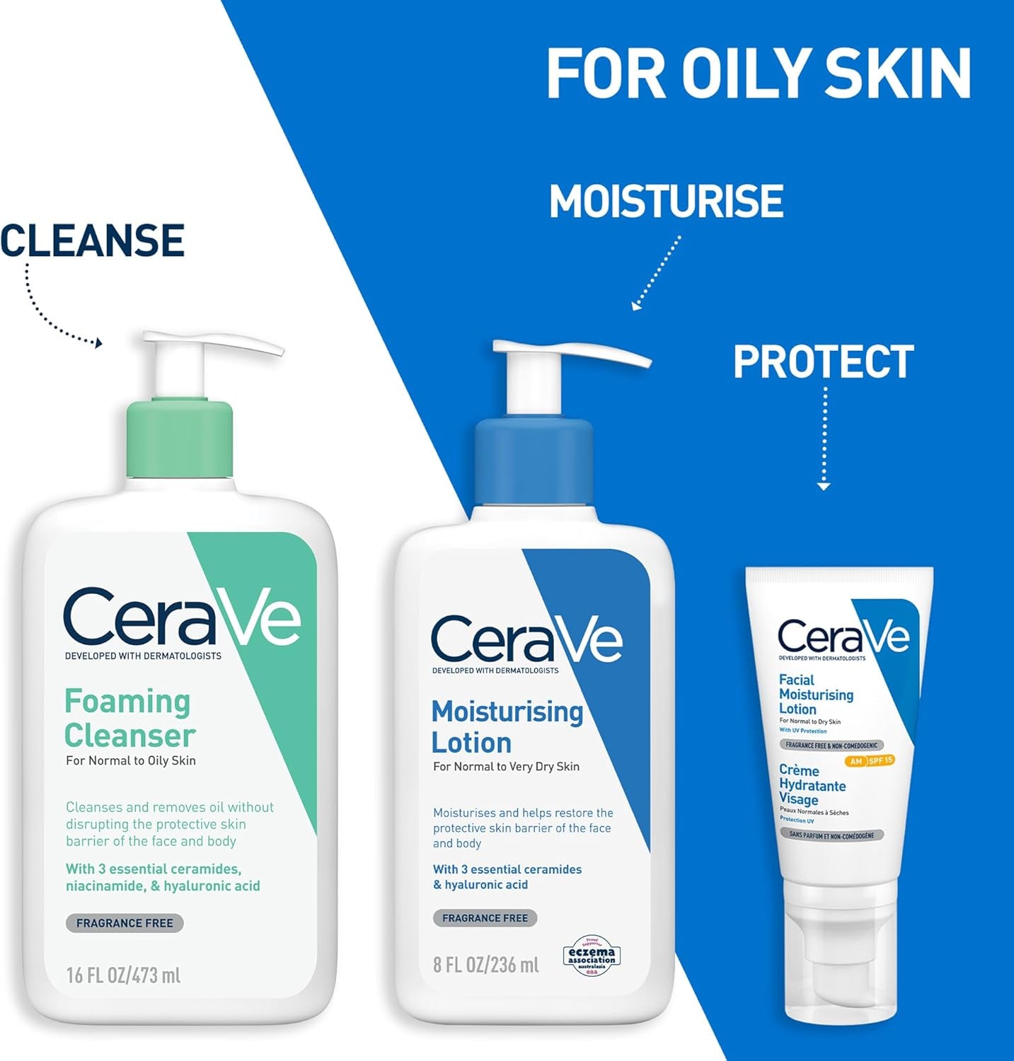 Cerave Foaming Cleanser Gel Face Wash 236Ml, Oil Control for rmal to Oily Skin, Removes Oil & Protects Skin Barrier, for Face + Body, Niacinamide + Ceramides, Fragrance Free