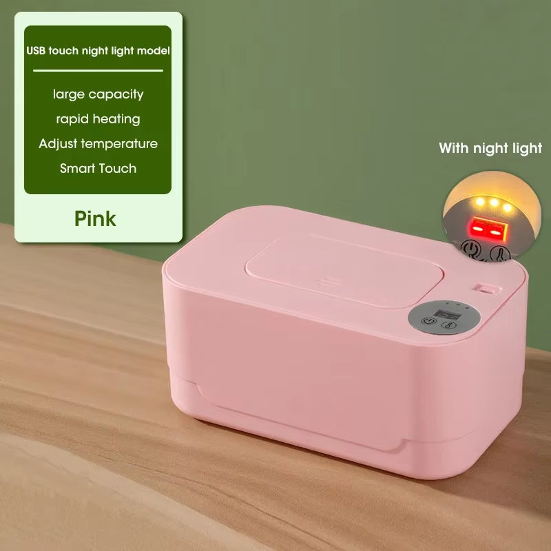 Baby Wet Wipe Heater Warmer with LED Display Wet Towel Dispenser Portable USB Baby Wipe Warmer Napkin Heating Box Home/Car