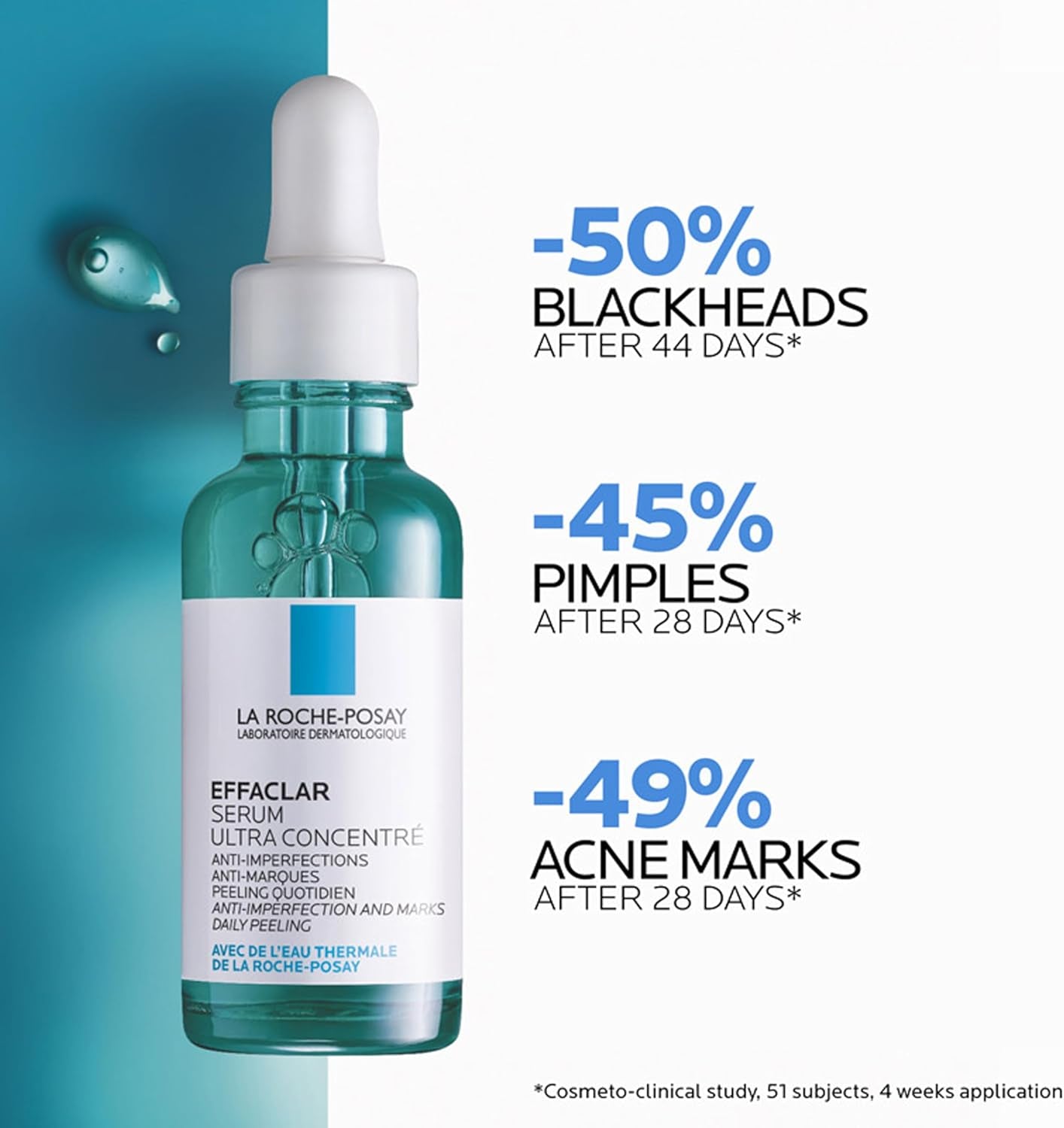 La Roche-Posay Effaclar Ultra Concentrated Serum 30Ml - Anti-Imperfections and Marks Face Serum for Acne-Prone Skin, Salicylic Acid & Niacinamide