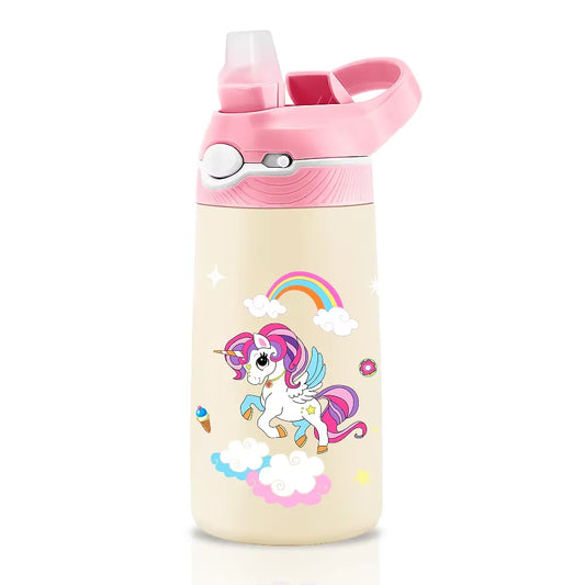 400ML Children Thermal Bottle Unicorn Water Bottle Keep Cold Water Bottle Portable Travel School Water Bottle for Kids Free BPA