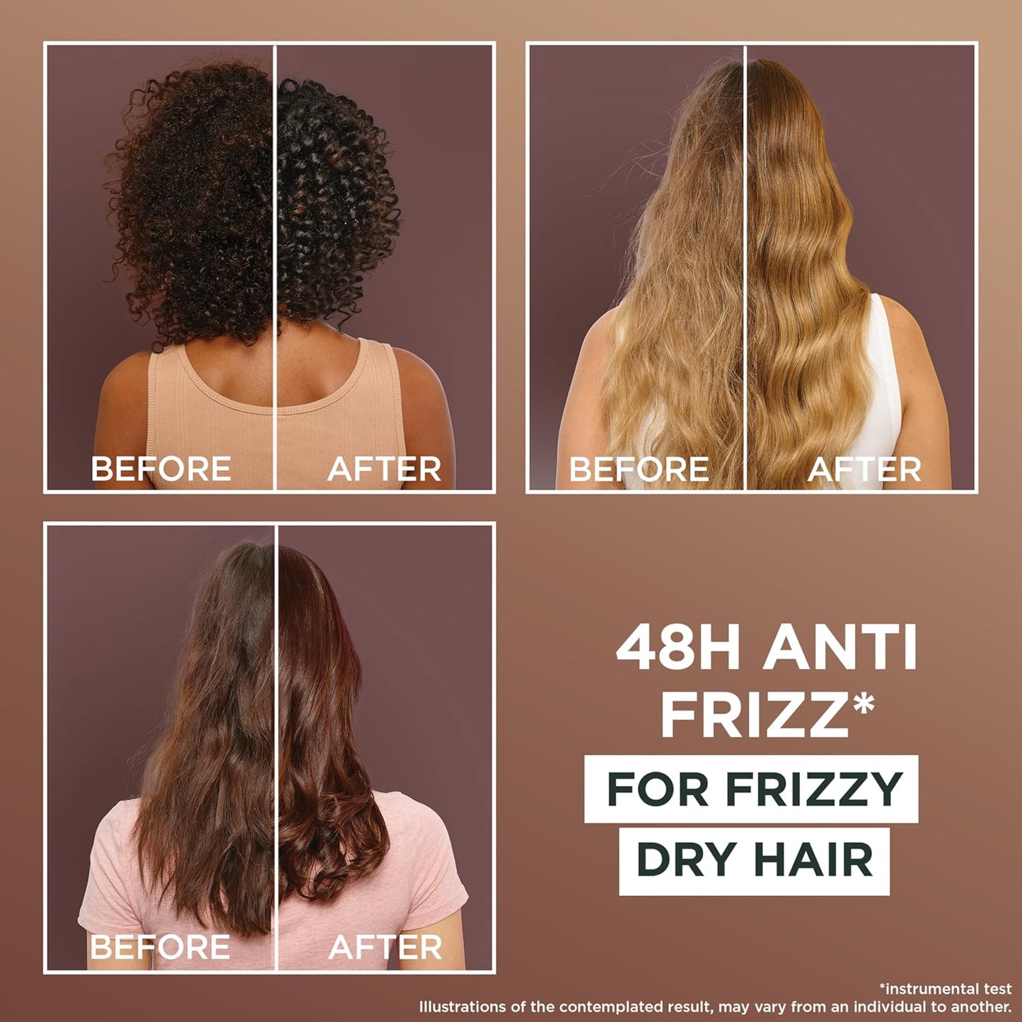 Fructis Hair Food Smoothing Macadamia 3-In-1 Hair Mask Treatment, Frizz Control for Dry Hair - Vegan, 98% Natural Origin, Silicone-Free, Tames and Softens Hair for a Smooth Finish, 390Ml