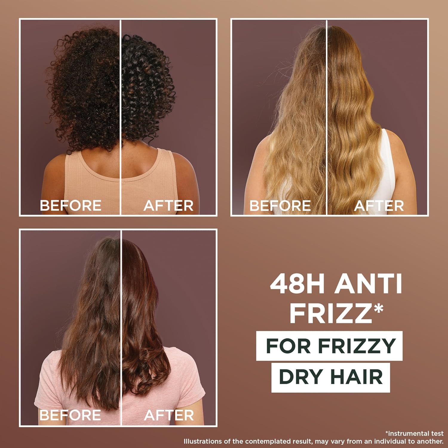 Fructis Hair Food Smoothing Macadamia 3-In-1 Hair Mask Treatment, Frizz Control for Dry Hair - Vegan, 98% Natural Origin, Silicone-Free, Tames and Softens Hair for a Smooth Finish, 390Ml